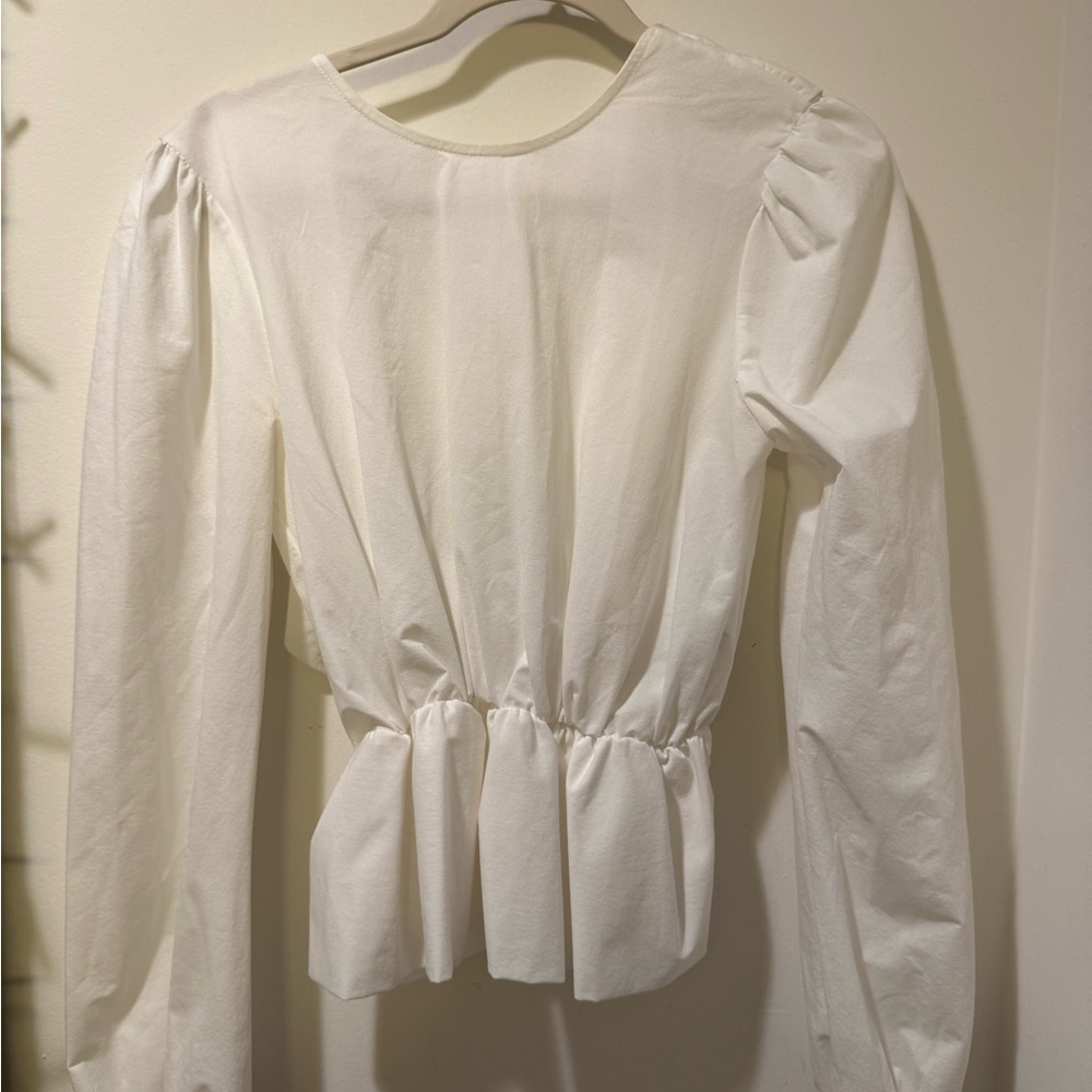 Zara White Peplum Blouse